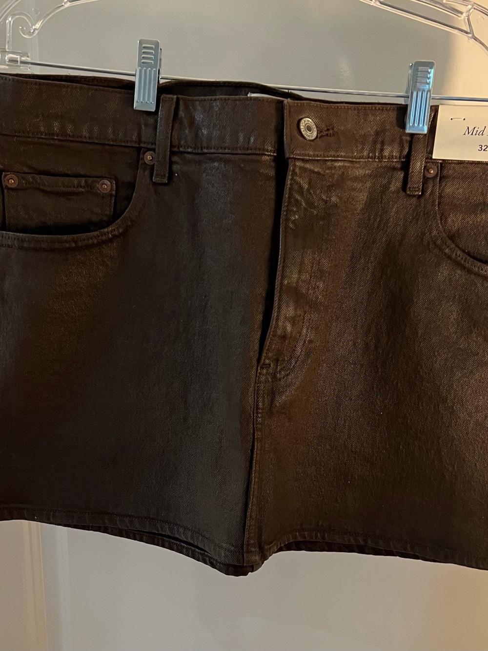 Abercrombie & Fitch Metallic Brown Coated Denim Skirt